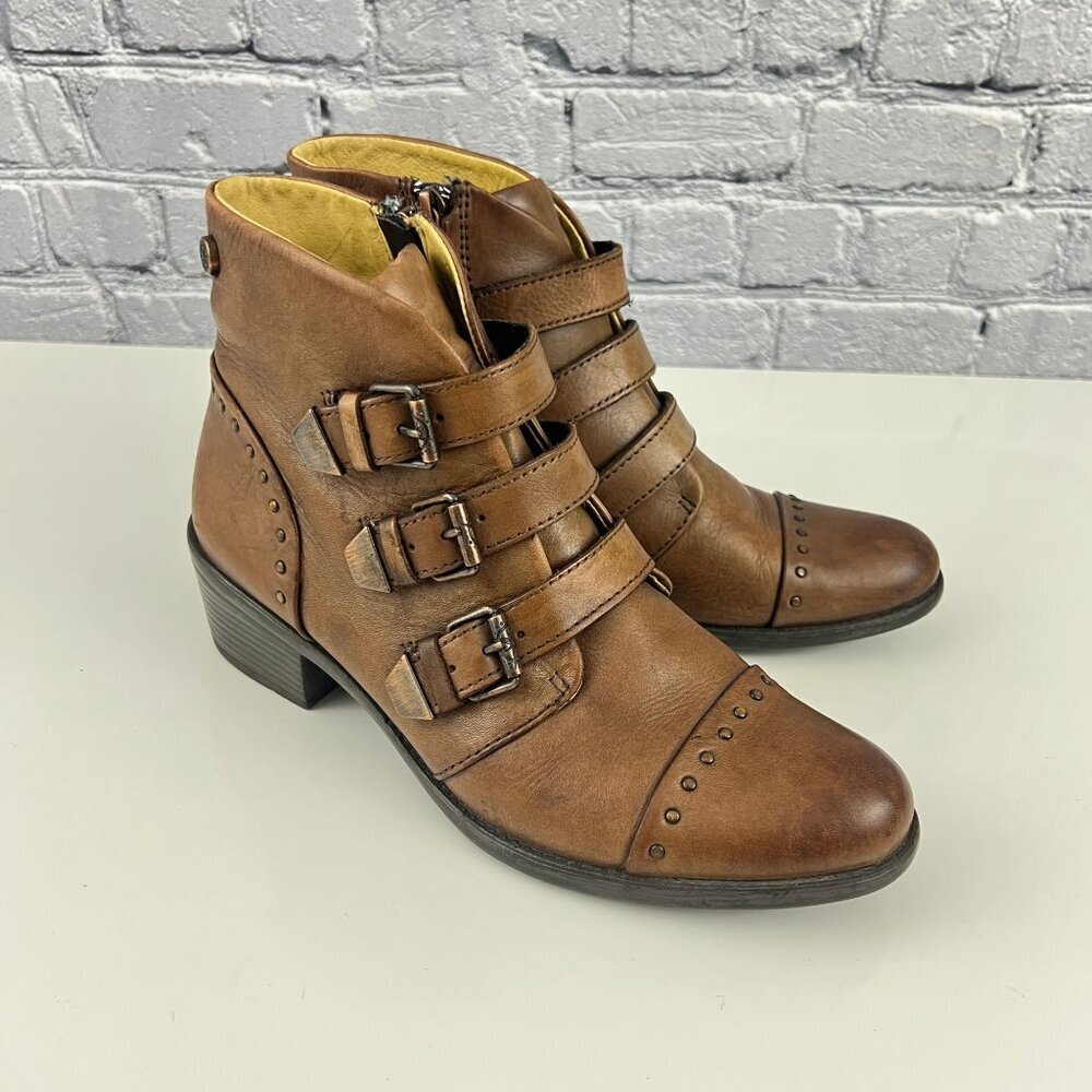 Bussola Ankle Boots 3 Strap‎ Booties Antique Brown Size 39 8/8.5 M